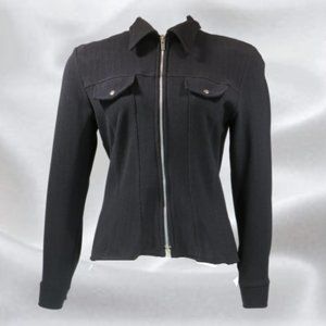 MOSSKITO Zip-Up Fitted Black Top in Size Medium